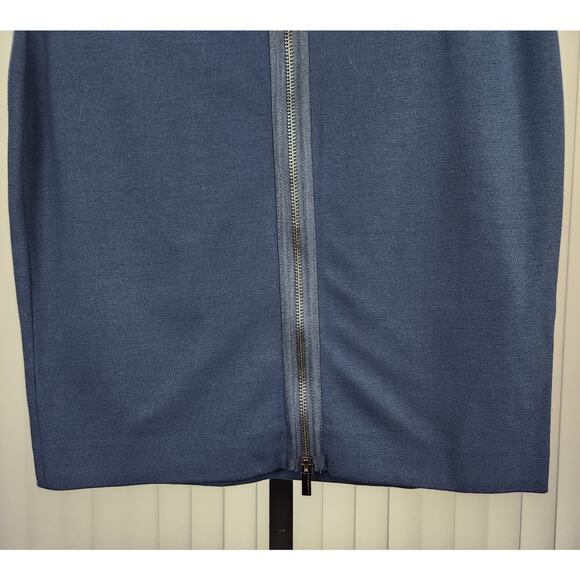 BCBGMAXAZRIA Mini Pencil Skirt Elastic Waist Full Zip Blue Black Medium New - Picture 6 of 9
